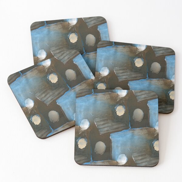 Item preview, Square and Dot Abstract in Brown and Blue designed and sold by Artistestella.