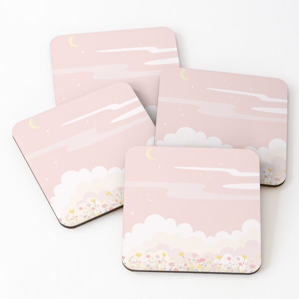 Item preview, Whimsical Pastel Pink Sky Flower Meadow Aesthetic Background designed and sold by Rehnair.