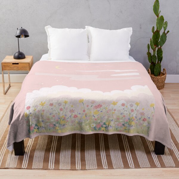 Item preview, Whimsical Pastel Pink Sky Flower Meadow Aesthetic Background designed and sold by Rehnair.
