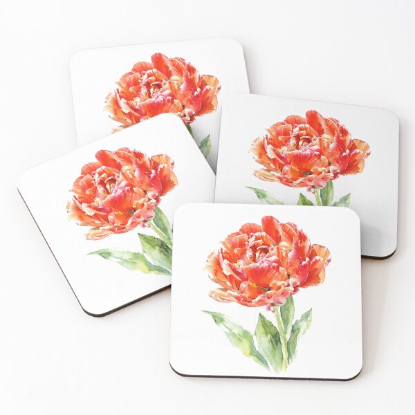 Item preview, Orange Double Tulip Watercolor Botanical Art designed and sold by Shew Gallery.