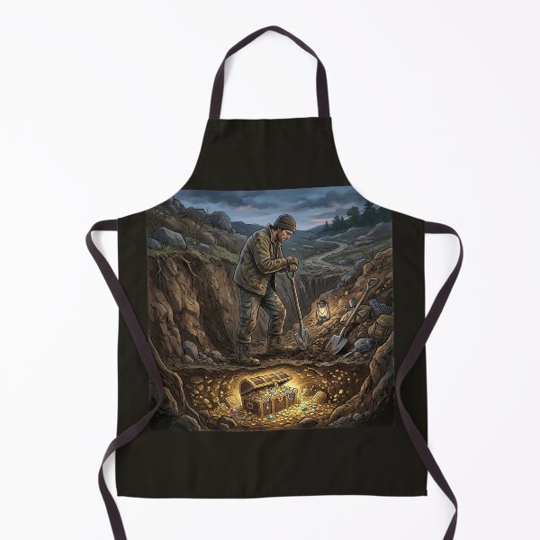 Item preview, Exhausted Miner Finding Buried Treasure Chest Gold designed and sold by Michaelragheb.