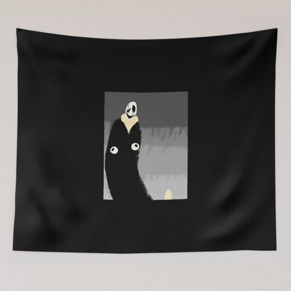 Item preview, Spooky Black Figure with Smiling Mask designed and sold by Catsi-Nook-Art.