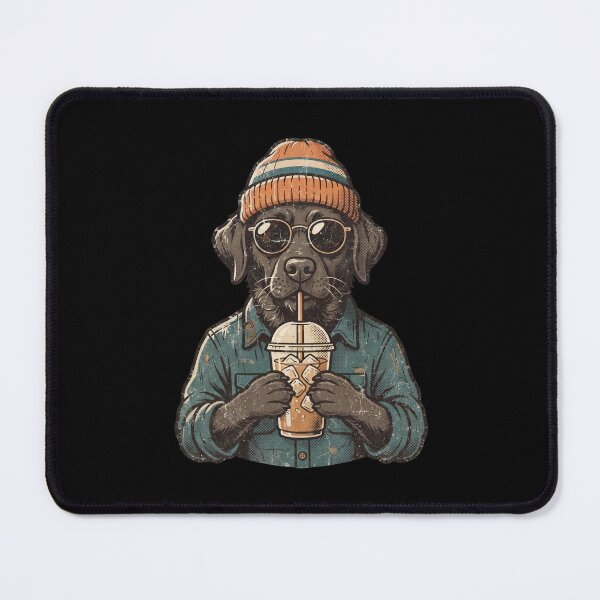 Item preview, Vintage Black Labrador Drinking Iced Coffee designed and sold by dudelinart.