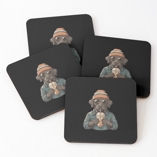 Item preview, Vintage Black Labrador Drinking Iced Coffee designed and sold by dudelinart.