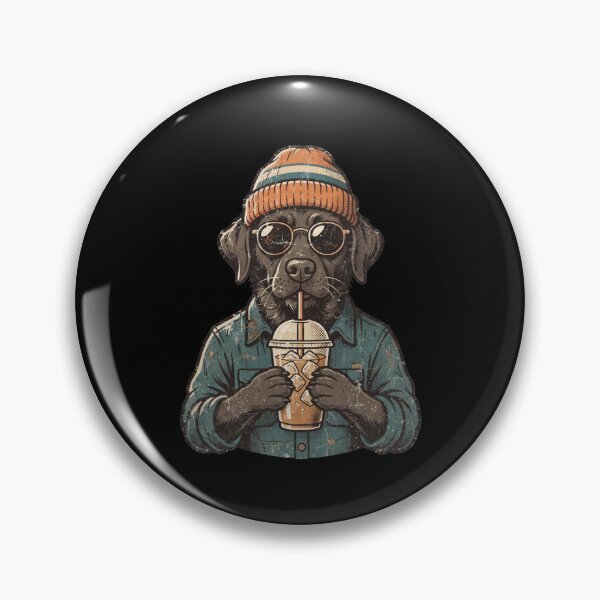 Item preview, Vintage Black Labrador Drinking Iced Coffee designed and sold by dudelinart.