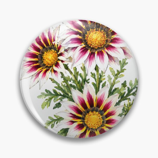 Item preview, Pink and White Gazania Watercolor Botanical Art designed and sold by Shew Gallery.