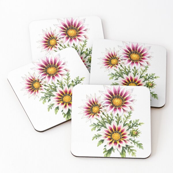 Item preview, Pink and White Gazania Watercolor Botanical Art designed and sold by Shew Gallery.