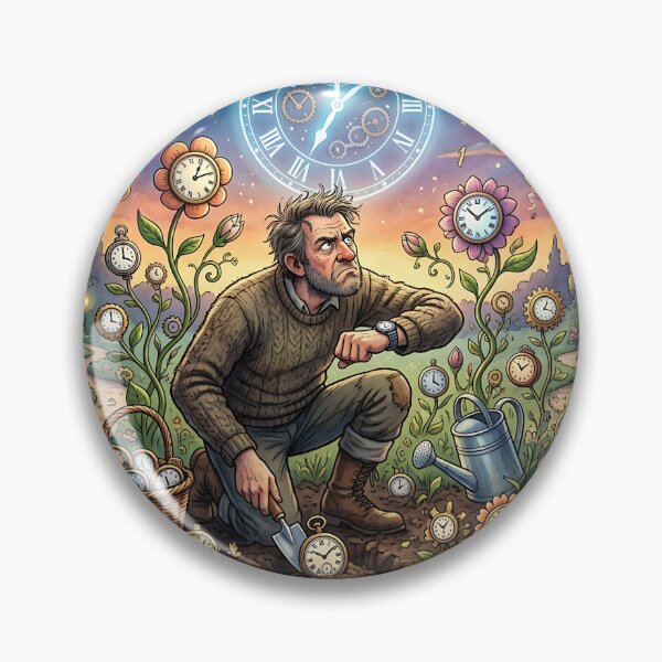 Item preview, Surreal Gardener Planting Clocks Growing Time Art designed and sold by Michaelragheb.