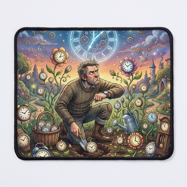 Item preview, Surreal Gardener Planting Clocks Growing Time Art designed and sold by Michaelragheb.