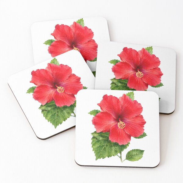 Item preview, Red Hibiscus Watercolor Botanical Art designed and sold by Shew Gallery.