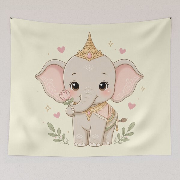 Item preview, Carry Happiness Everywhere – Cute Thai Elephant designed and sold by CosmicQuietStudio.