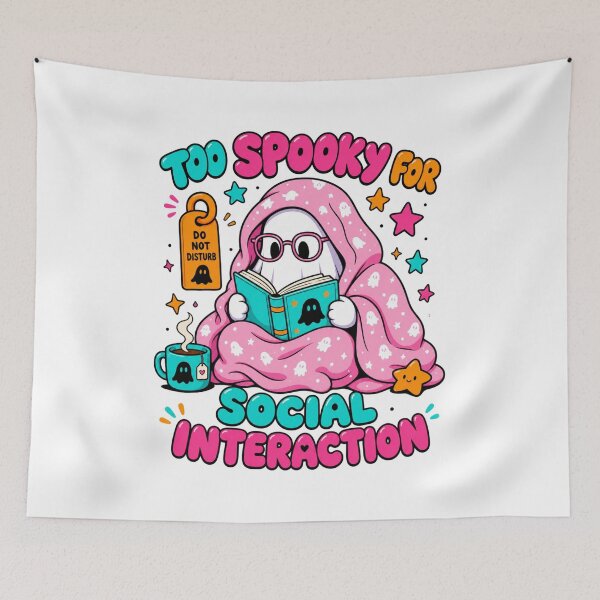 Item preview, Too Spooky For Social Interaction Cozy Ghost Tee designed and sold by Design Vibras.
