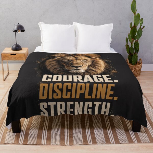 Item preview, Courage Discipline Strength Lion Motivational Quote designed and sold by Bennie Singh.