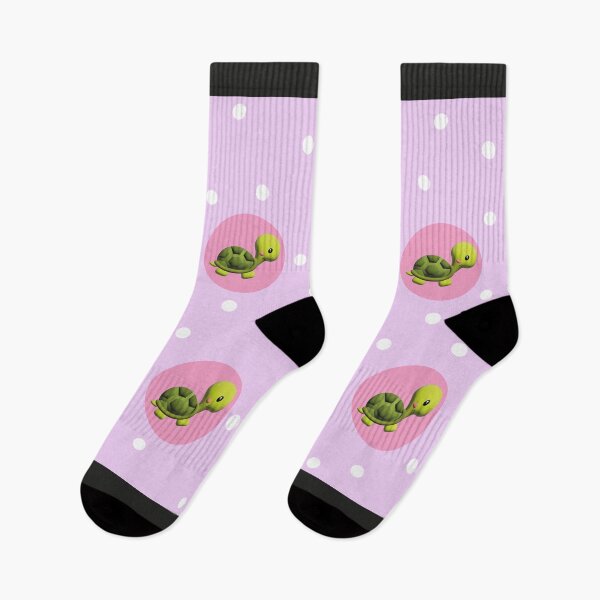 Item preview, 3d illustration of a funny turtle in green tones inside a pink circle designed and sold by Sock Garden.