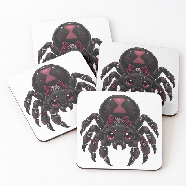 Item preview, Kawaii Goth Black Widow Spider with Bow designed and sold by Based-Bear.