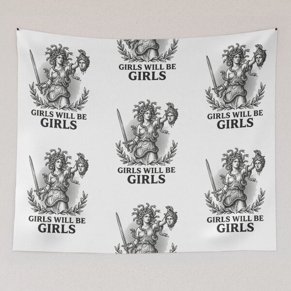 Item preview, Girls Will Be Girls Perseus Medusa Feminist Greek Mythology Dark Humor designed and sold by raedattia.