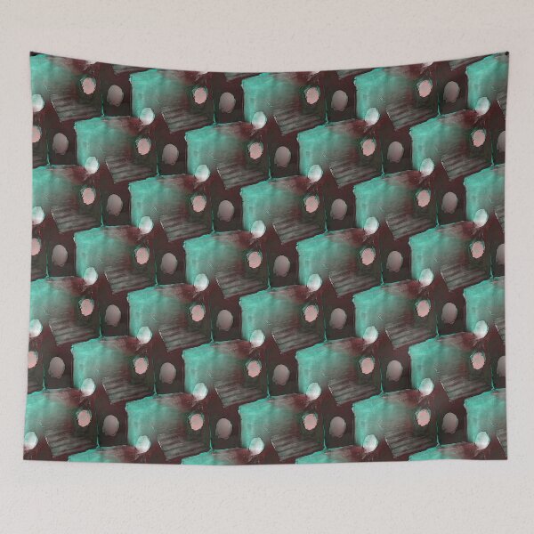 Item preview, Square and Dot Abstract in Green and Peach designed and sold by Artistestella.