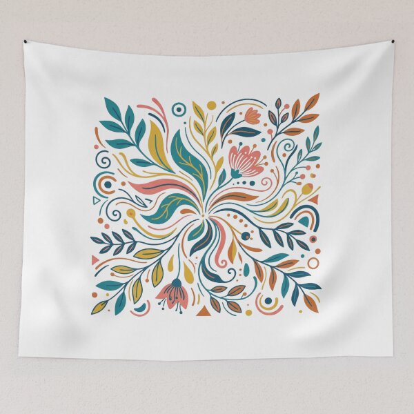 Item preview, Folk Floral Mandala Pattern Modern Botanical Art designed and sold by KreatoLab.