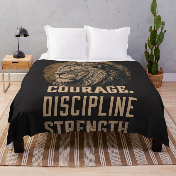Item preview, Vintage Distressed Lion Courage Discipline Strength Motivational Quote designed and sold by Bennie Singh.