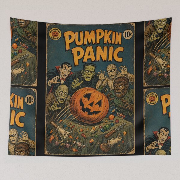 Item preview, Halloween Comic Book Cover Art: Pumpkin Carving Disaster designed and sold by bapupa.