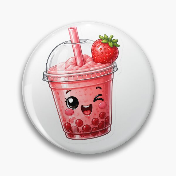 Item preview, Cute Kawaii Strawberry Boba Tea Sticker 3D Funny Bubble Tea Drink Lover Pink Aesthetic Gift designed and sold by AstraDrip Studio.