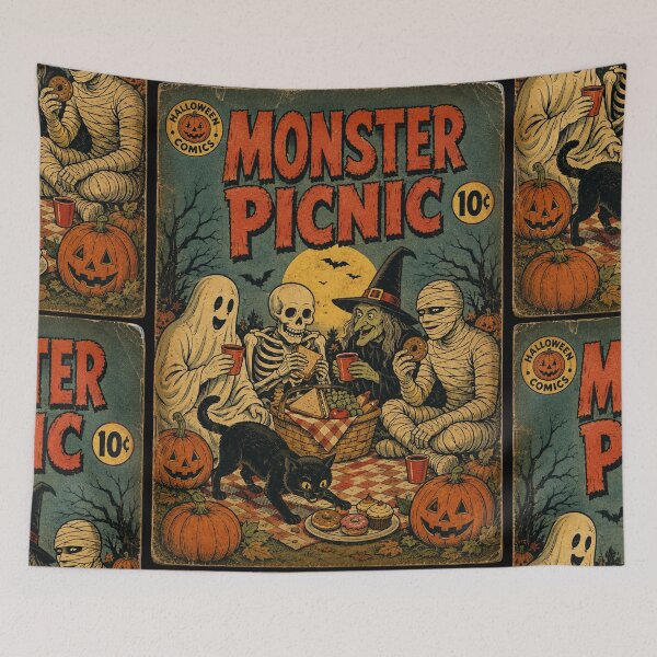 Item preview, Halloween Comic Book Cover Art: Spooky Season Monster Picnic designed and sold by bapupa.
