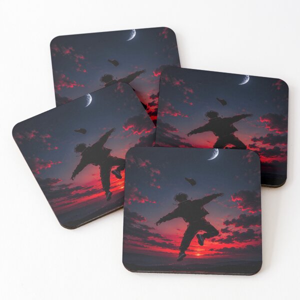 Item preview, Midnight Jump Red Sky Silhouette Art designed and sold by Bathu Designs.