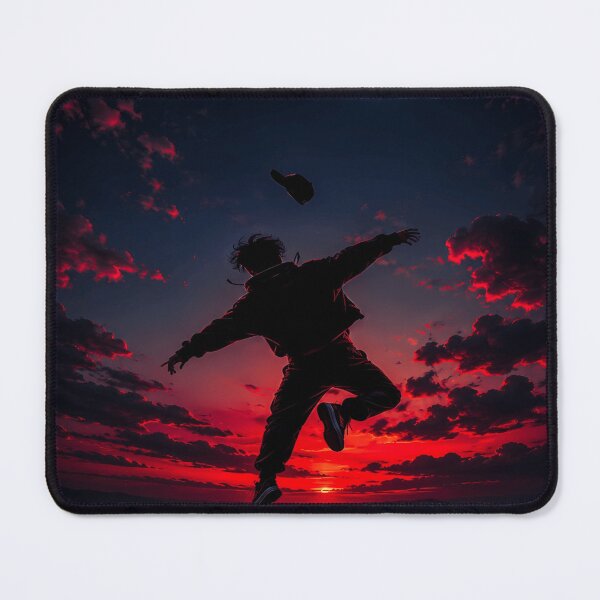 Item preview, Midnight Jump Red Sky Silhouette Art designed and sold by Bathu Designs.