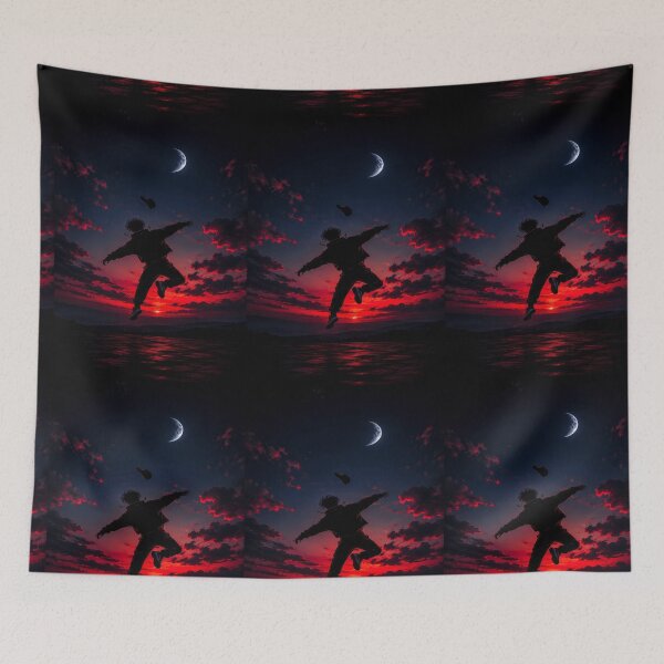 Item preview, Midnight Jump Red Sky Silhouette Art designed and sold by Bathu Designs.
