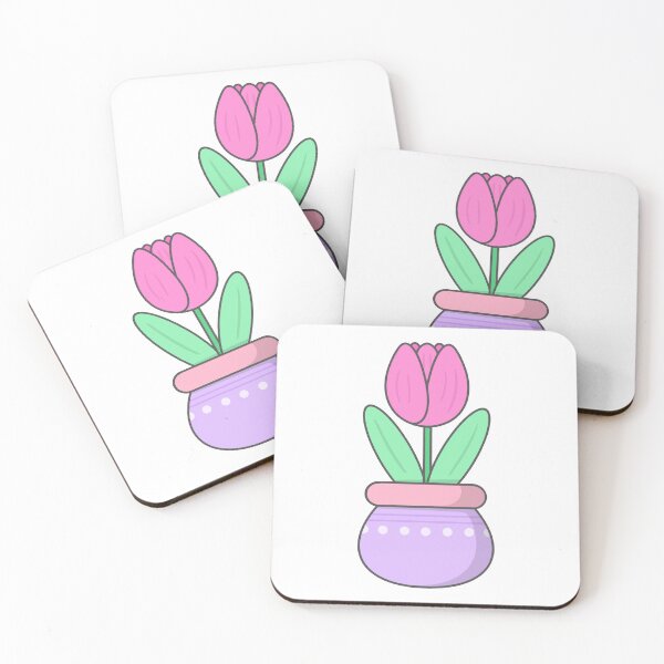 Item preview, Cute cartoon potted tulip flower in decorative plant pot designed and sold by nuchz.