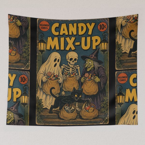 Item preview, Halloween Comic Book Cover Art: Trick-or-Treat Candy Mix-Up designed and sold by bapupa.