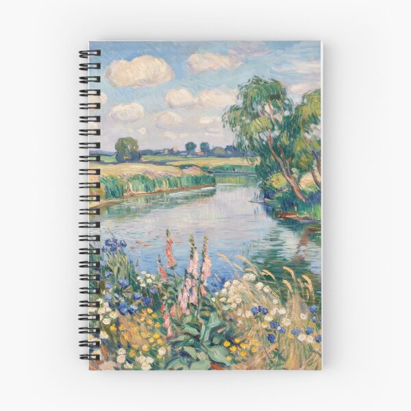 Item preview, Wildflower Riverbank in Early Summer – Monet Inspired Impressionist French Countryside Landscape Wall Art designed and sold by Tamas Das.
