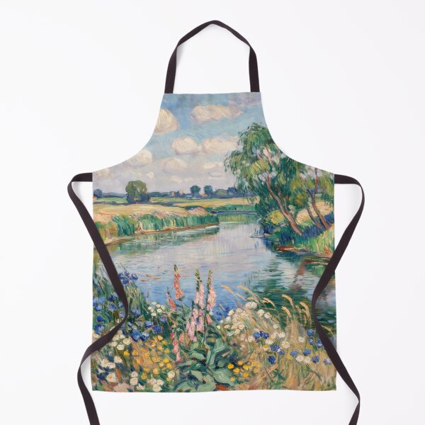 Item preview, Wildflower Riverbank in Early Summer – Monet Inspired Impressionist French Countryside Landscape Wall Art designed and sold by Tamas Das.