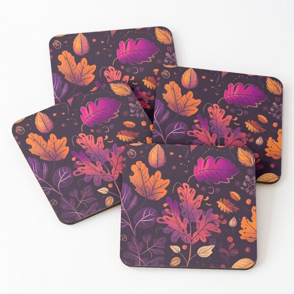 Item preview, Dark Moody Autumn Leaves Pattern — Purple and Orange Fall Botanical Seamless Print designed and sold by LYAN-STORE.