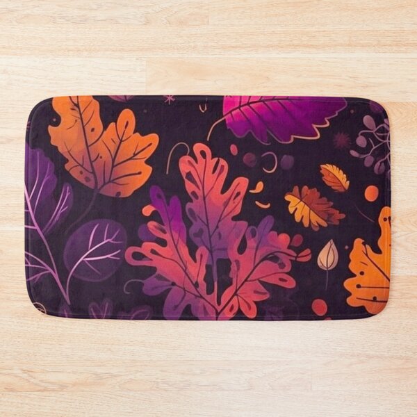 Item preview, Dark Moody Autumn Leaves Pattern — Purple and Orange Fall Botanical Seamless Print designed and sold by LYAN-STORE.
