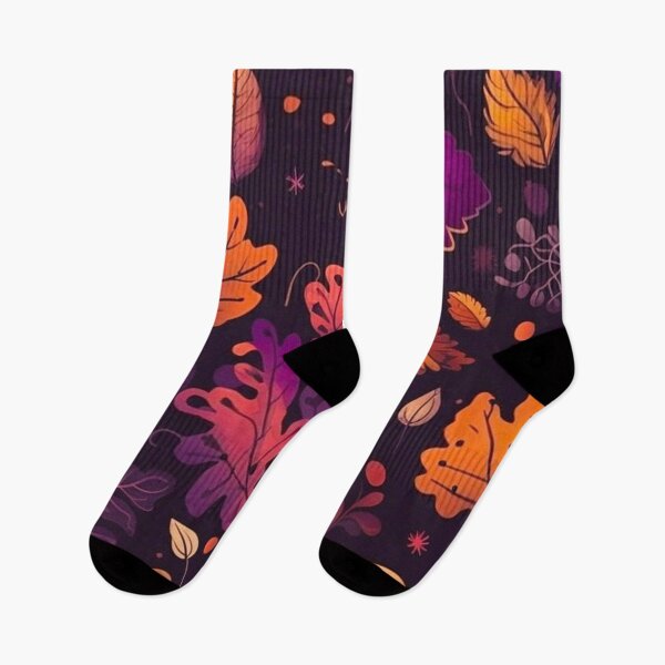 Item preview, Dark Moody Autumn Leaves Pattern — Purple and Orange Fall Botanical Seamless Print designed and sold by LYAN-STORE.
