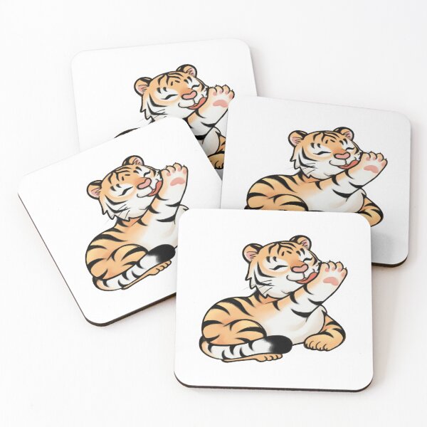 Item preview, Cute Kawaii Waving Tiger Big Cat Orange Kitty Sticker designed and sold by simranart111.