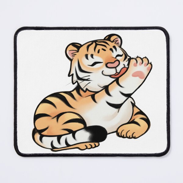 Item preview, Cute Kawaii Waving Tiger Big Cat Orange Kitty Sticker designed and sold by simranart111.