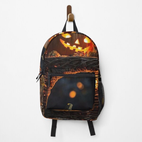 Item preview, Glowing Halloween Pumpkins in Wicker Basket — Spooky Night Leaves & Lights designed and sold by LYAN-STORE.