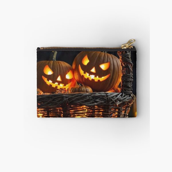 Item preview, Glowing Halloween Pumpkins in Wicker Basket — Spooky Night Leaves & Lights designed and sold by LYAN-STORE.