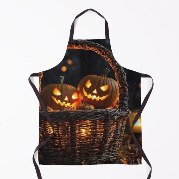 Item preview, Glowing Halloween Pumpkins in Wicker Basket — Spooky Night Leaves & Lights designed and sold by LYAN-STORE.