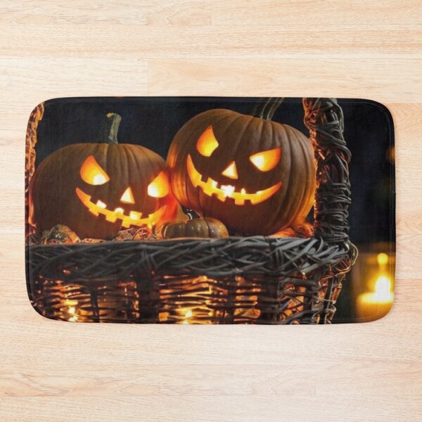 Item preview, Glowing Halloween Pumpkins in Wicker Basket — Spooky Night Leaves & Lights designed and sold by LYAN-STORE.