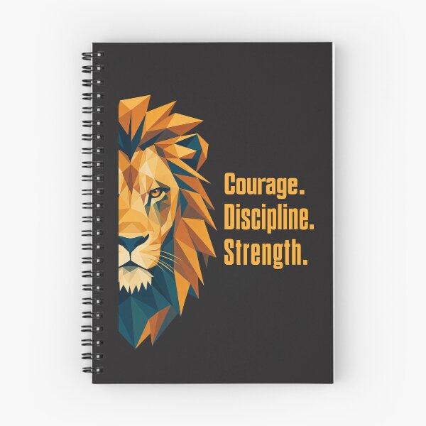 Item preview, Geometric Lion Poly Art Courage Discipline Strength Motivational Quote designed and sold by Bennie Singh.