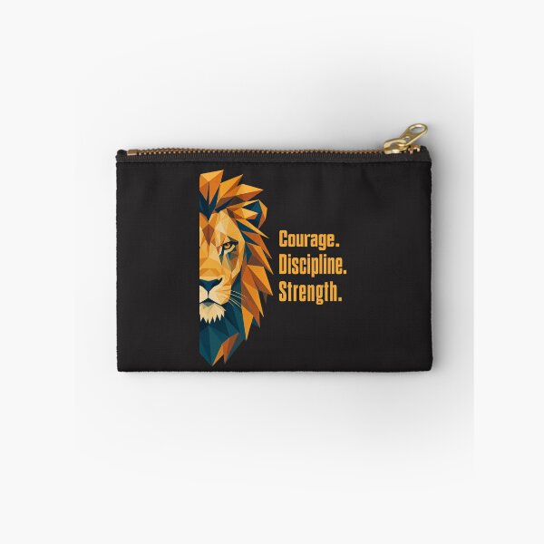 Item preview, Geometric Lion Poly Art Courage Discipline Strength Motivational Quote designed and sold by Bennie Singh.