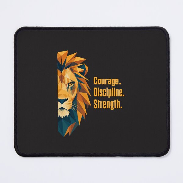 Item preview, Geometric Lion Poly Art Courage Discipline Strength Motivational Quote designed and sold by Bennie Singh.