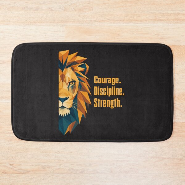 Item preview, Geometric Lion Poly Art Courage Discipline Strength Motivational Quote designed and sold by Bennie Singh.