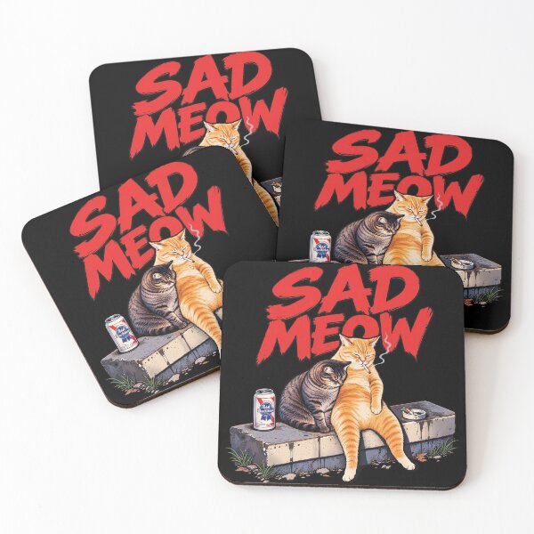Item preview, Sad Meow Grunge Retro Tired Burnout Cats Parody designed and sold by Vermanartist.