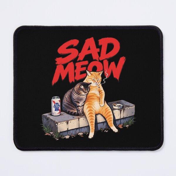 Item preview, Sad Meow Grunge Retro Tired Burnout Cats Parody designed and sold by Vermanartist.