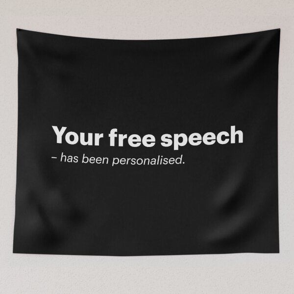 Item preview, Your free speech has been personalised | Orwellian AI Meme (White text) designed and sold by STUDIO-72.