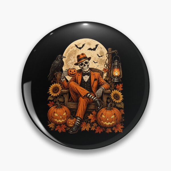 Item preview, Halloween Skeleton in Orange Suit with Pumpkin Mug designed and sold by ROUX-ART.